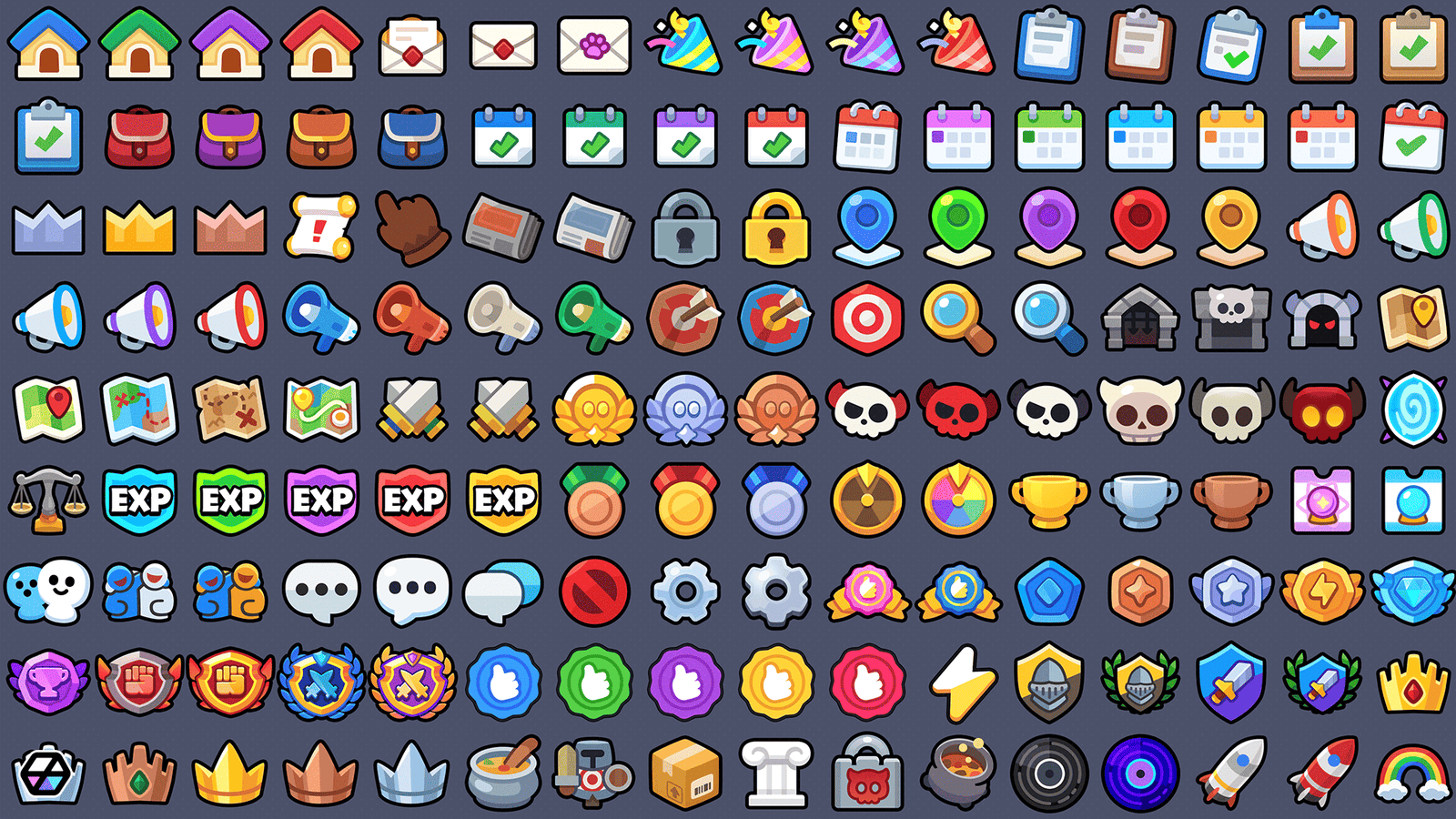 Casual game icon pack by LayerLab featuring reward and shop icons