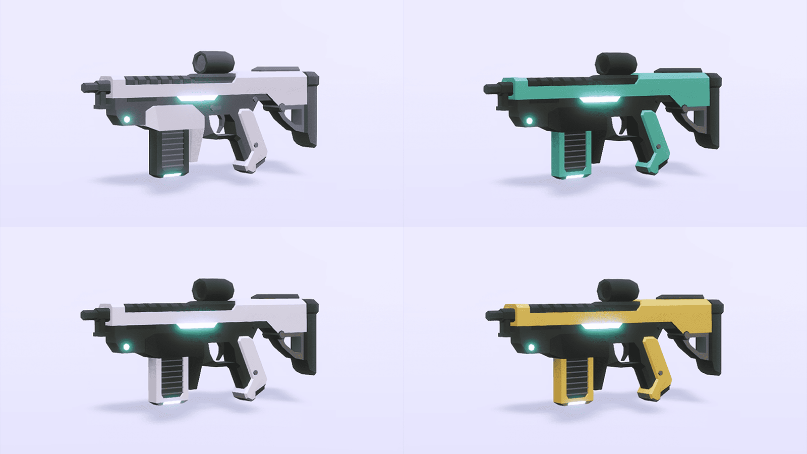 3D sci-fi gun prop from LAYERLAB Shop, detailed futuristic weapon with metallic and glowing elements.