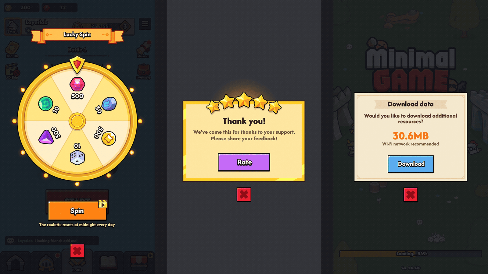 Minimal game light interface design for GUI Pro by LAYERLAB Shop, featuring sleek, modern UI elements and customizable PSD layers.