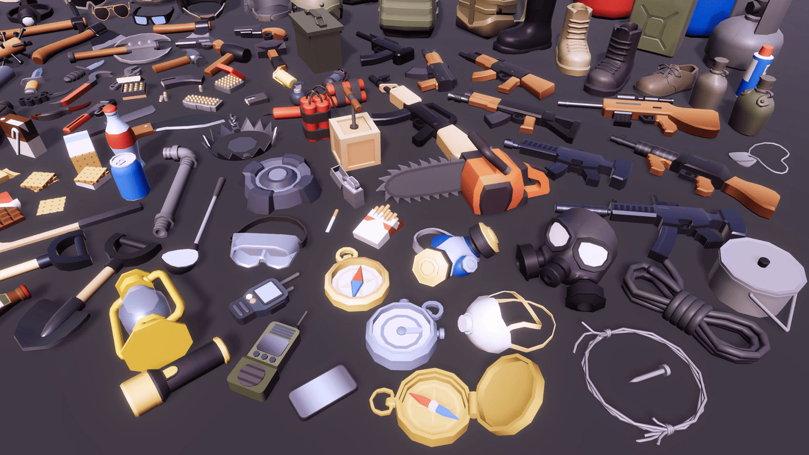 3D Casual Survival props from LAYERLAB Shop, featuring realistic survival gear and accessories for 3D modeling projects.