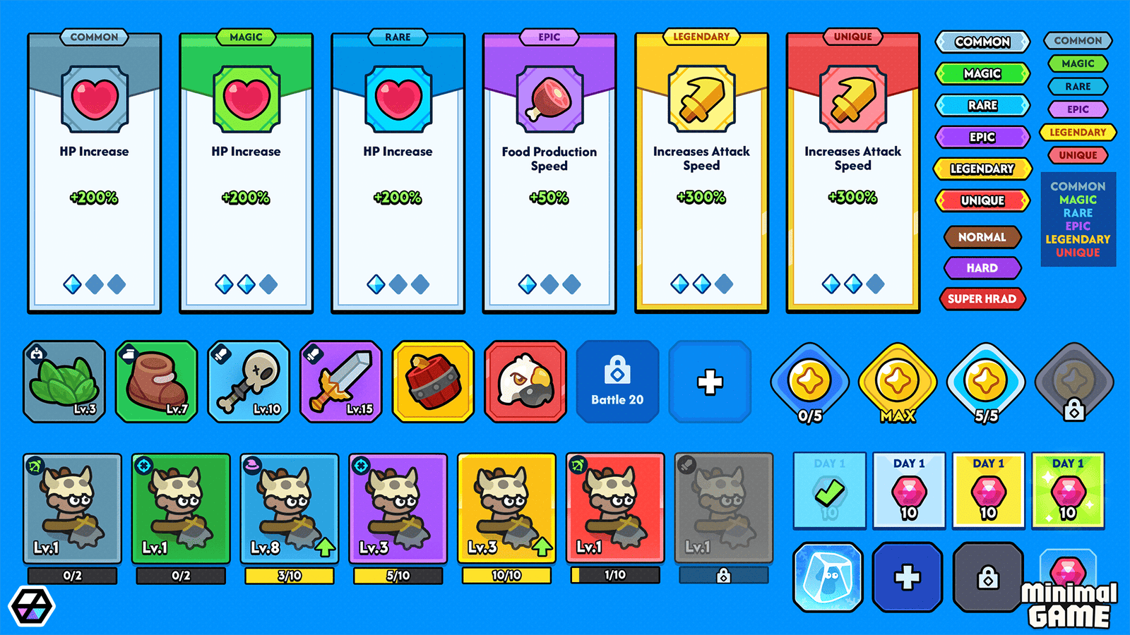 Minimal blue GUI Pro game interface by LAYERLAB Shop featuring sleek design and customizable PSD layers.