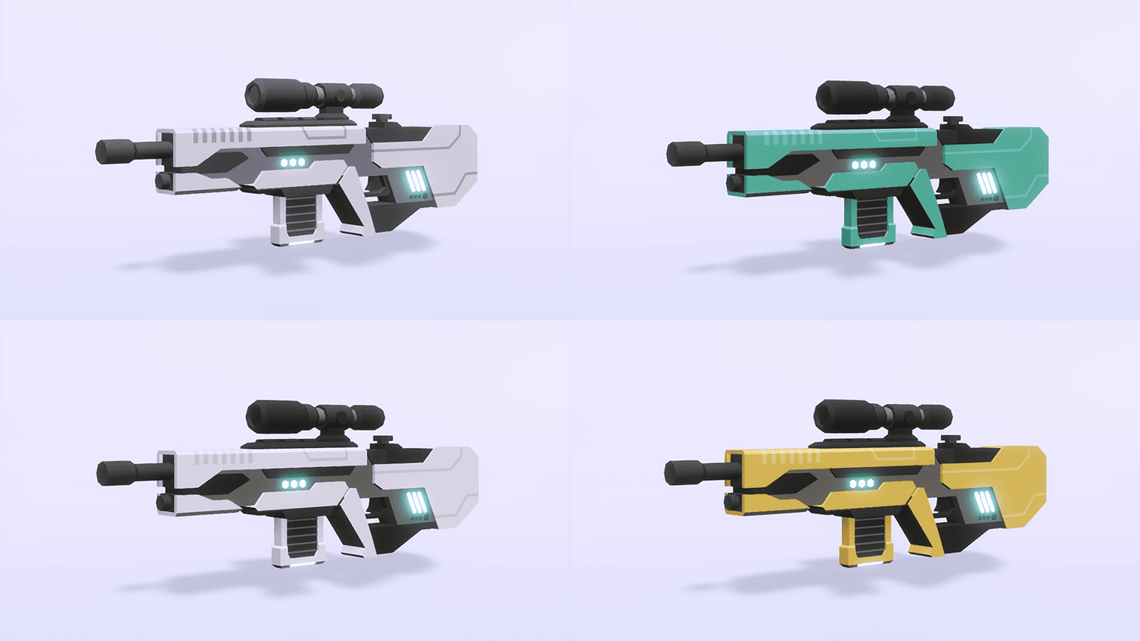 3D sci-fi gun prop by LAYERLAB Shop, detailed futuristic weapon model with metallic finish and intricate design.