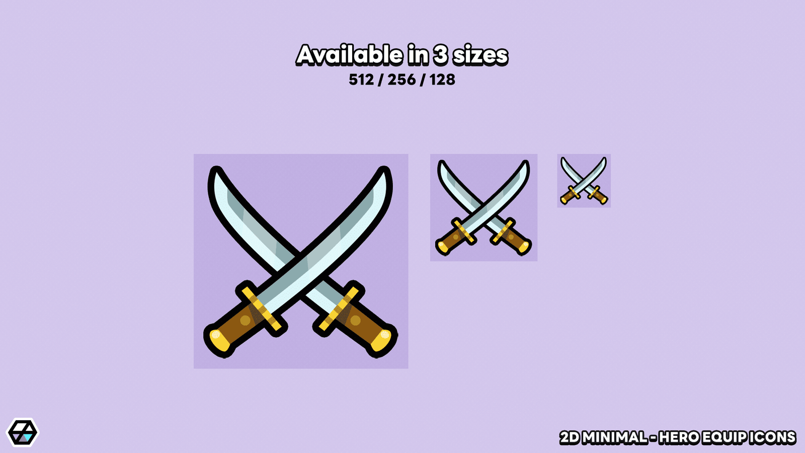 Set of 2D minimal hero equipment icons by LAYERLAB Shop, featuring sleek, modern design for gaming or app interfaces.
