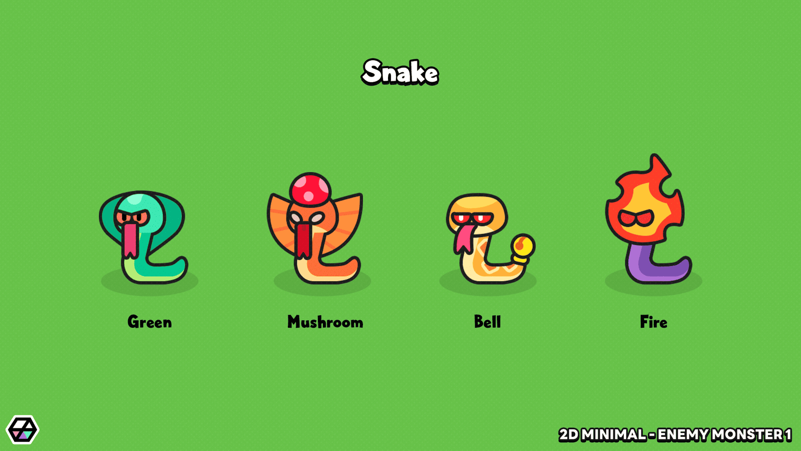 2D minimal enemy monster sprite – simple cartoon monster character for mobile and casual games