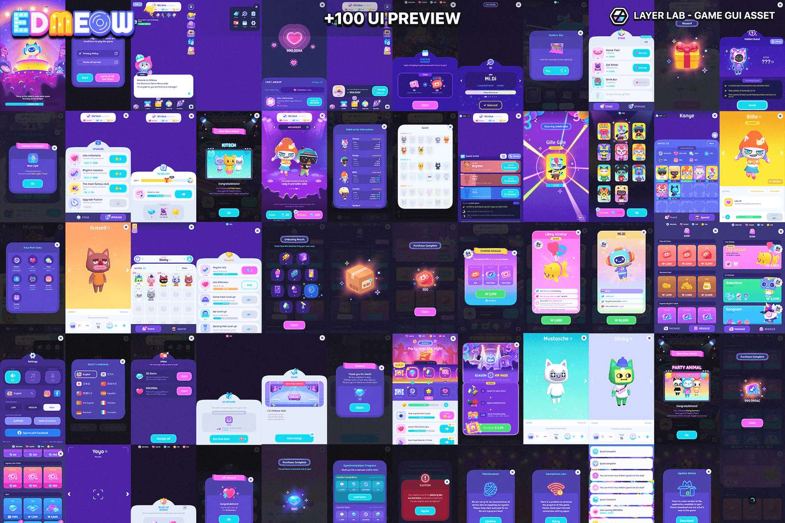 Neon2 interface design by LAYERLAB Shop featuring vibrant neon-style elements and modern digital graphics.