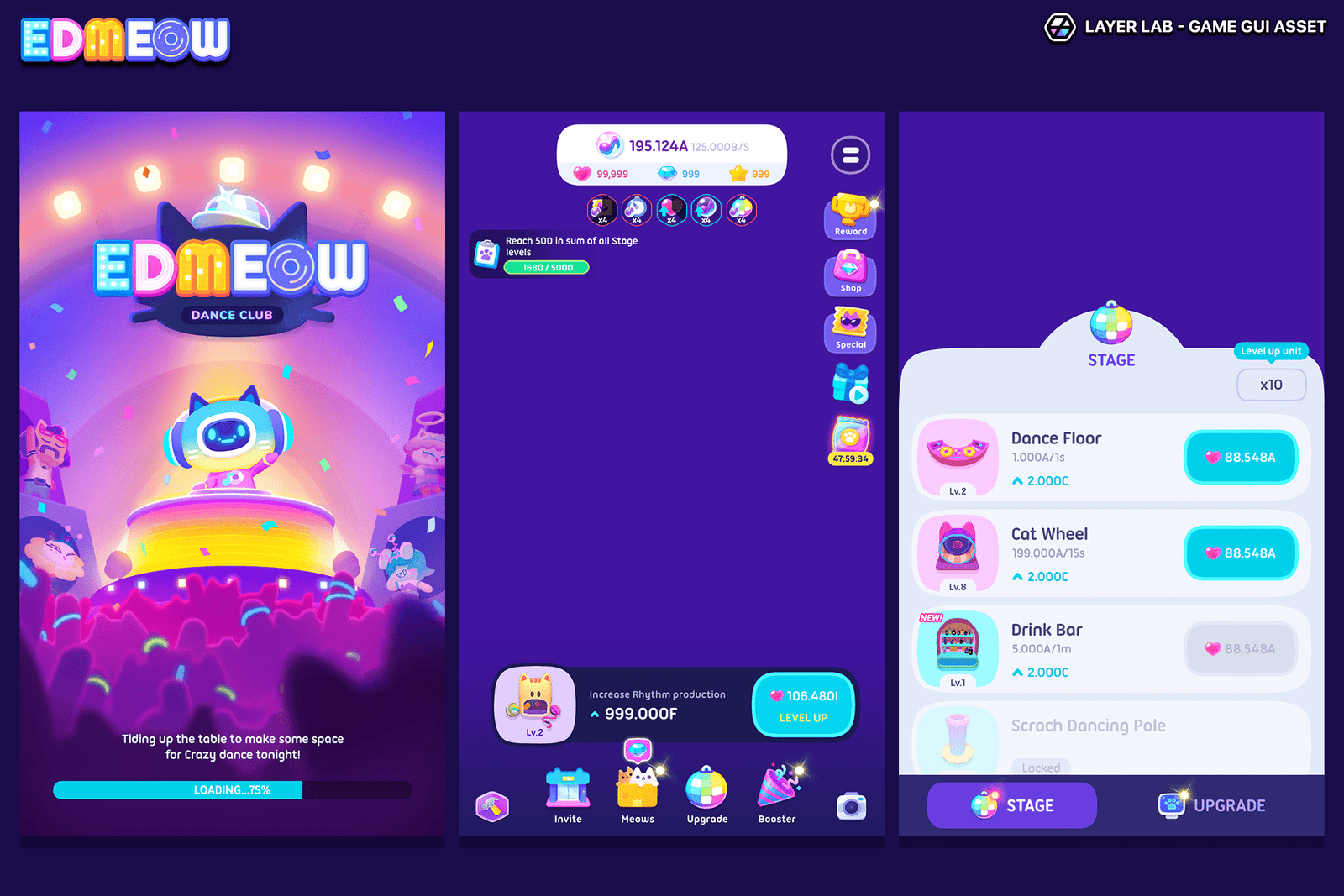 Neon2 interface design by LAYERLAB Shop featuring vibrant neon-style elements and modern digital interface layout.