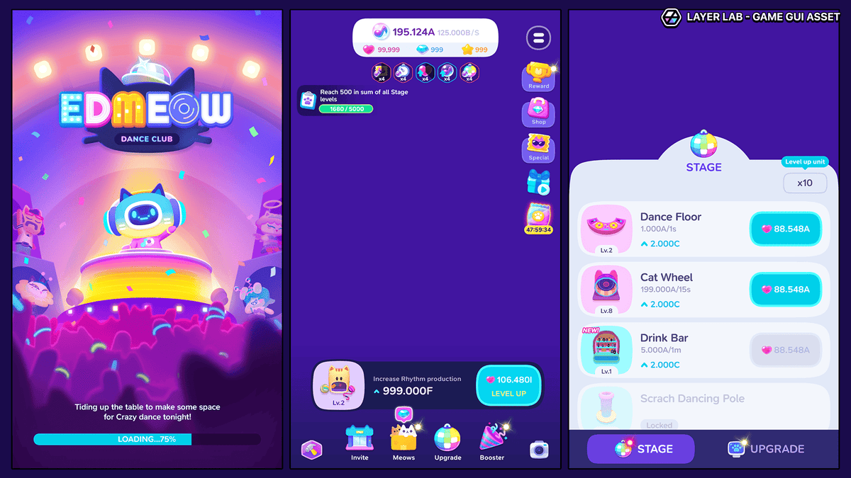 Neon2 interface design by LAYERLAB Shop featuring vibrant neon-style elements and modern digital interface layout.