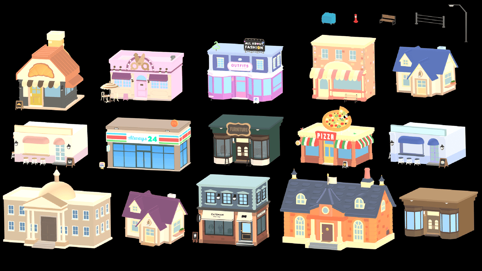 3D casual props building model by LAYERLAB Shop, detailed architectural structure for 3D design and visual projects.