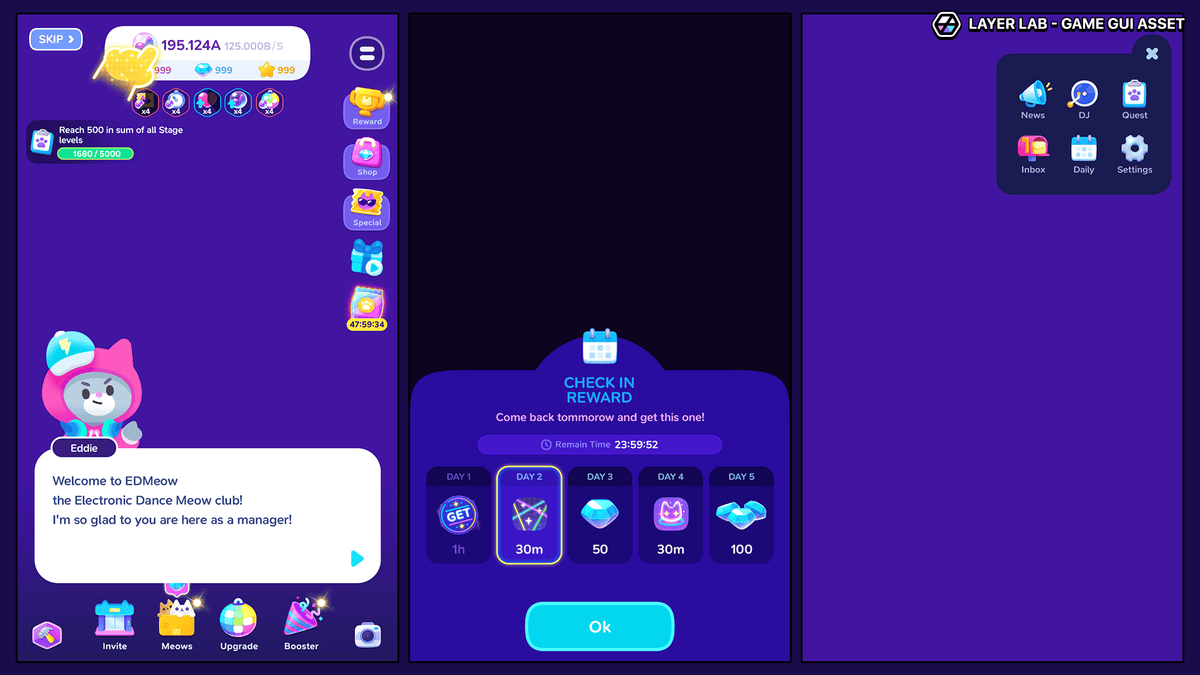 Neon2 interface by LAYERLAB Shop featuring vibrant neon design elements and customizable PSD files for digital projects.