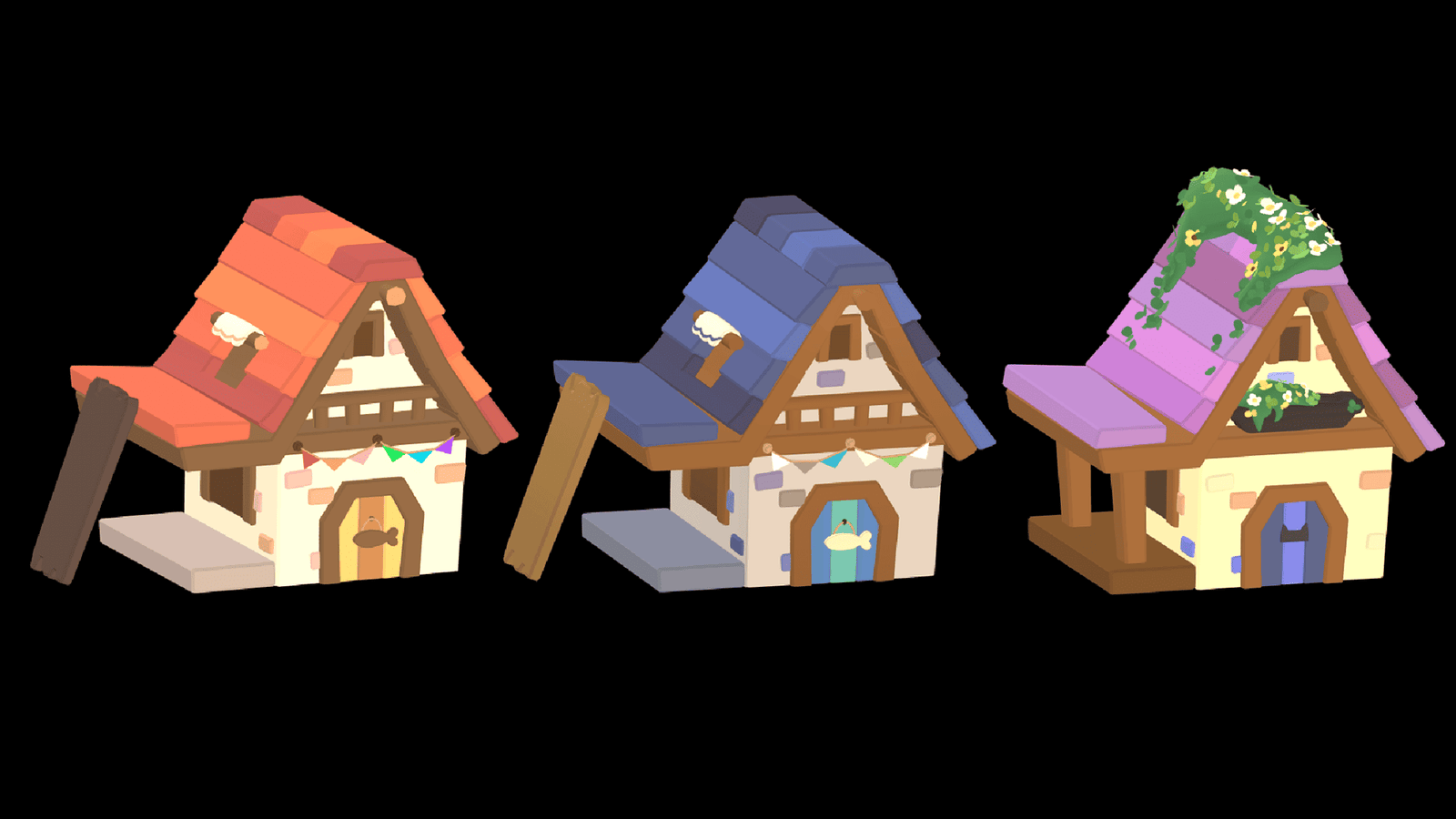 3D casual props village by LAYERLAB Shop featuring detailed miniature buildings and scenic elements for creative projects