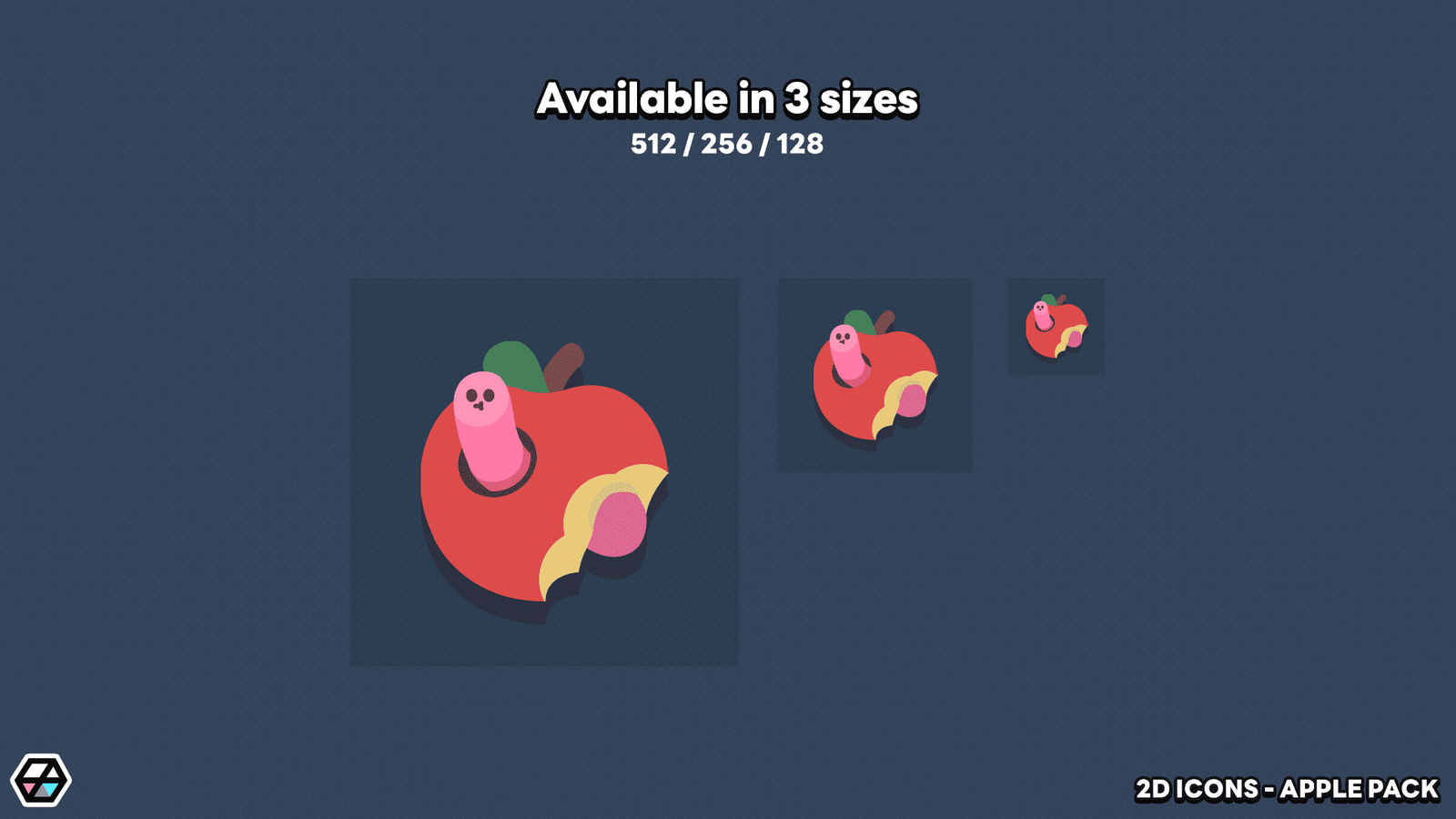 2D apple icons set – game-ready fruit sprites in various styles and colors