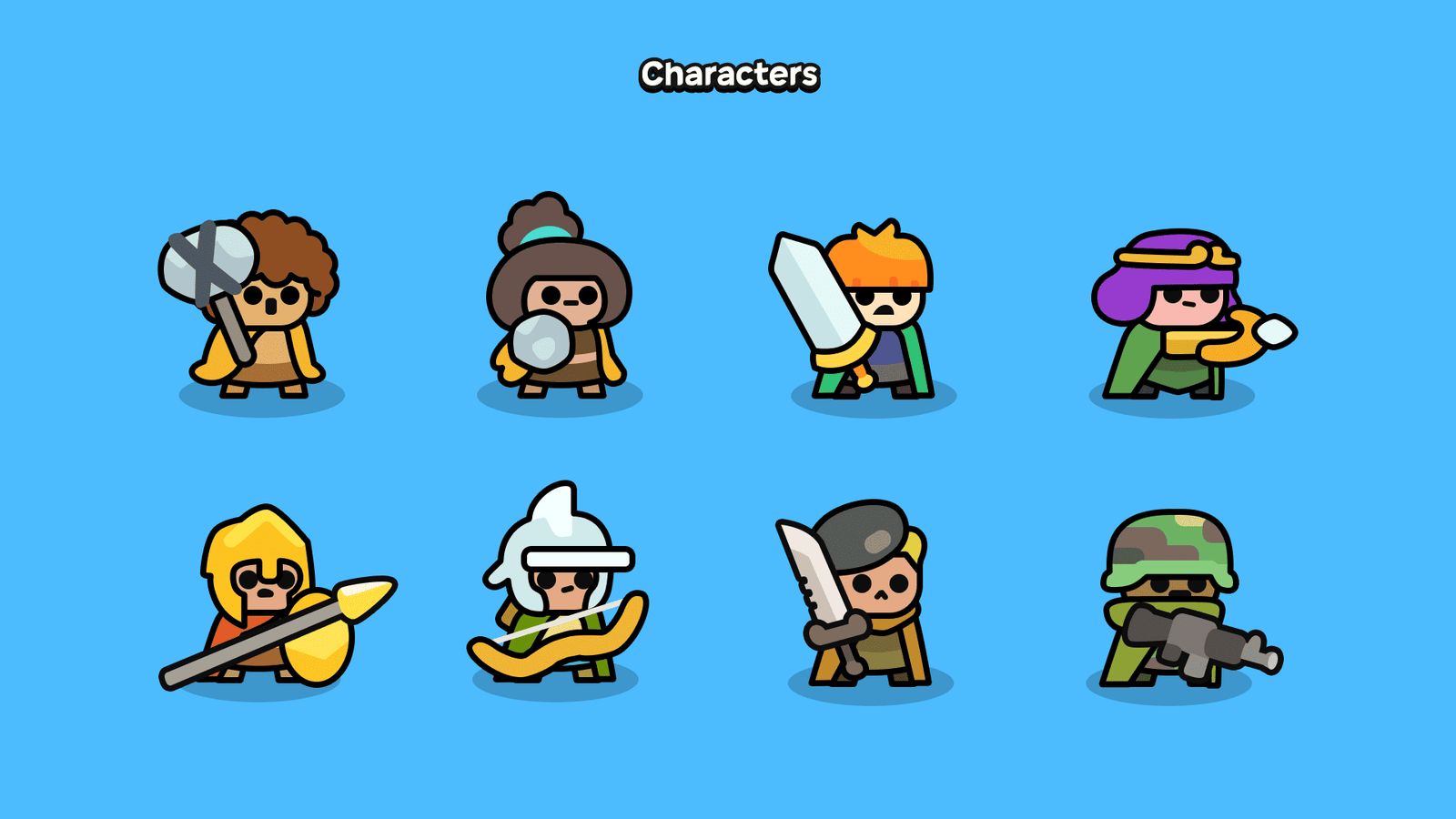LAYERLAB minimal style 2D game characters with clear silhouettes