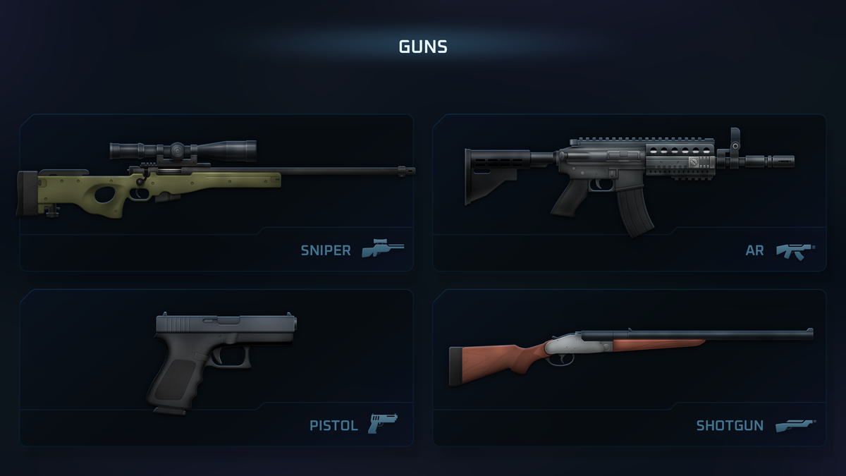 LAYERLAB Shop GUI Pro Survival Clean interface showing common gun icons and clean design elements.