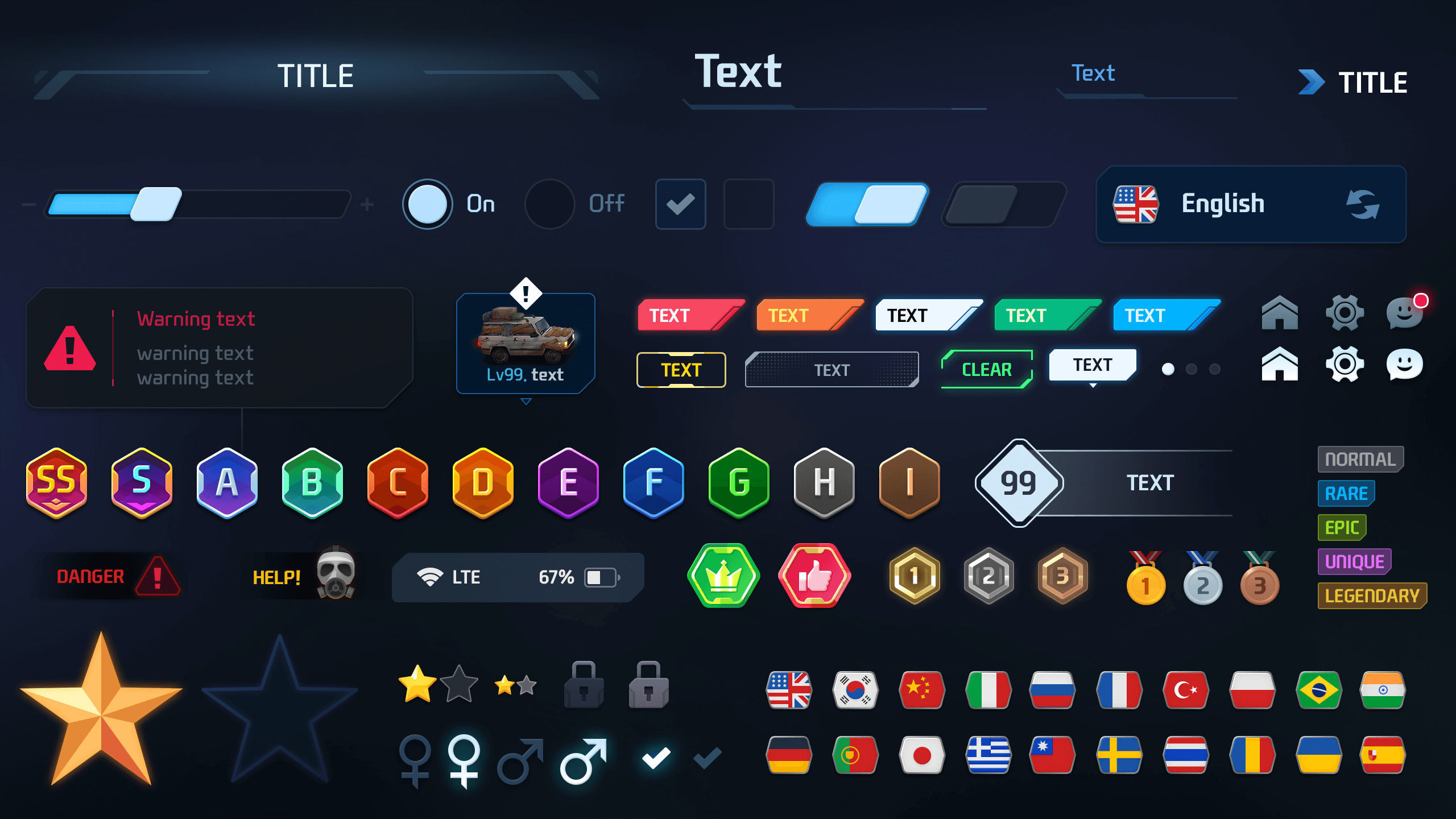 GUI Pro - Survival Clean interface showcasing survival game UI kit elements including buttons, icons, and status indicators.