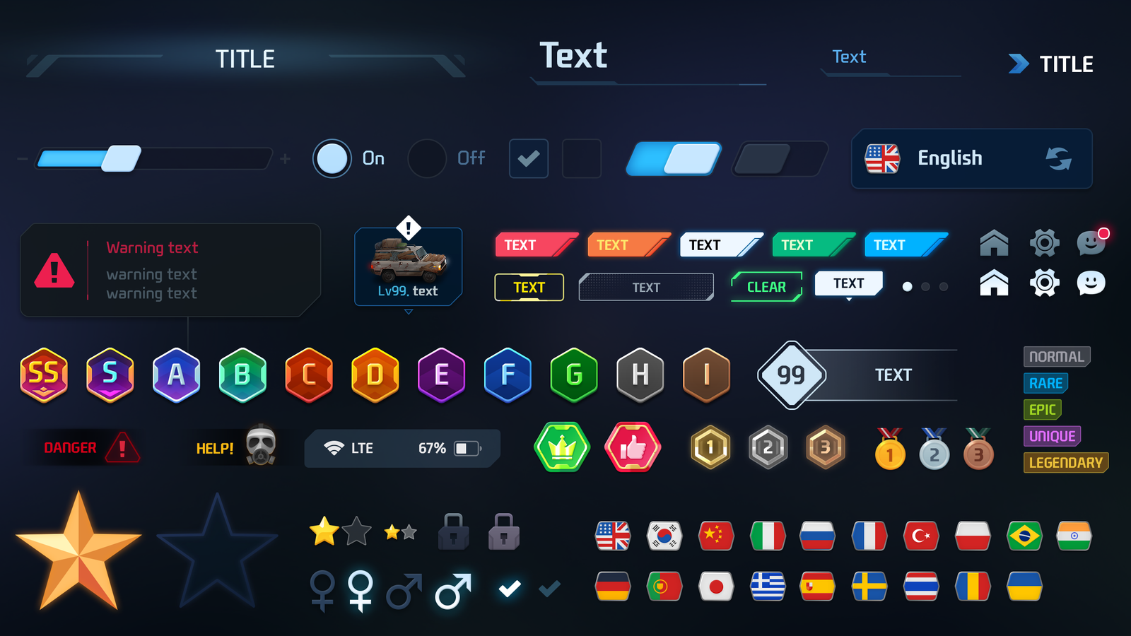 GUI Pro - Survival Clean interface showcasing survival game UI kit elements including buttons, icons, and status indicators.