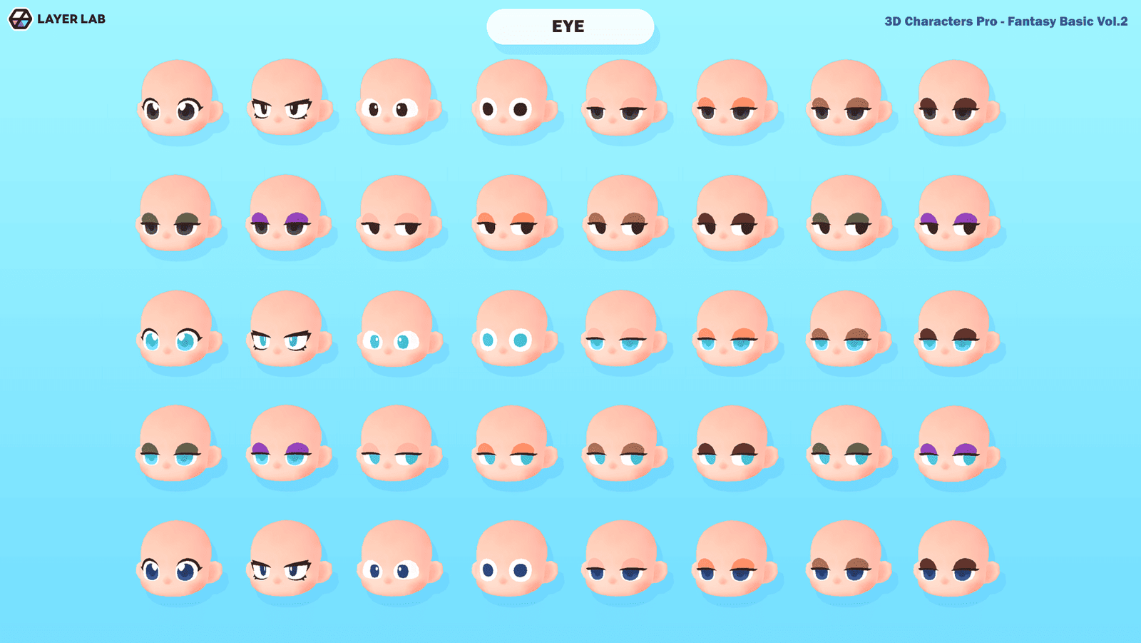 3D hero character model from LAYERLAB's Hero Core Vol.2 collection, featuring detailed eye design and dynamic 3D features.