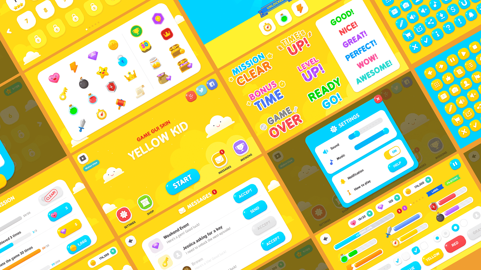 LayerLab Shop GUI featuring a bright yellow cartoon character interface called Yellow Kid, designed for user interaction.