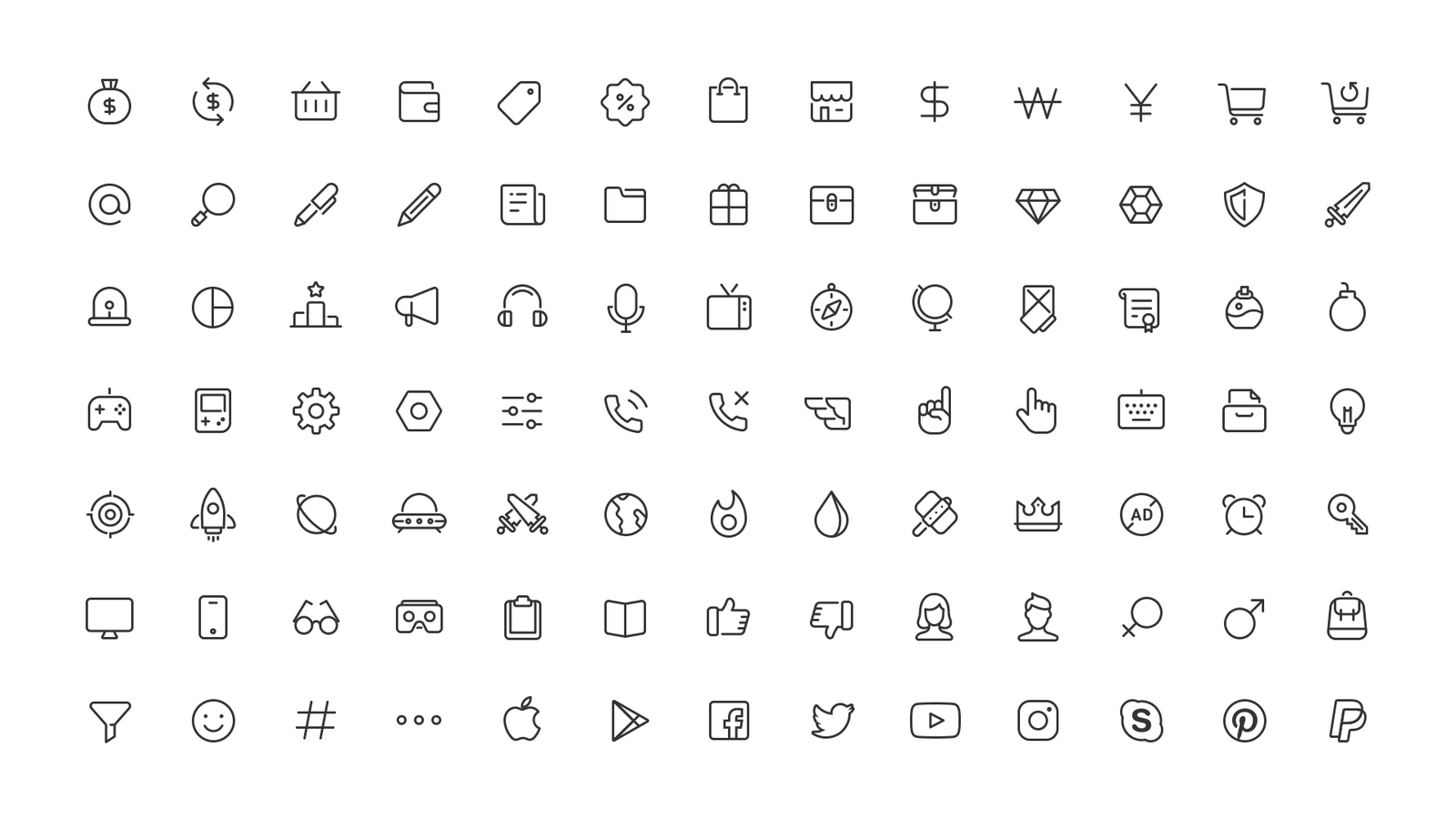 LayerLab Shop 2D icons Picto Pack, collection of colorful vector icons displayed on screen for digital design use.