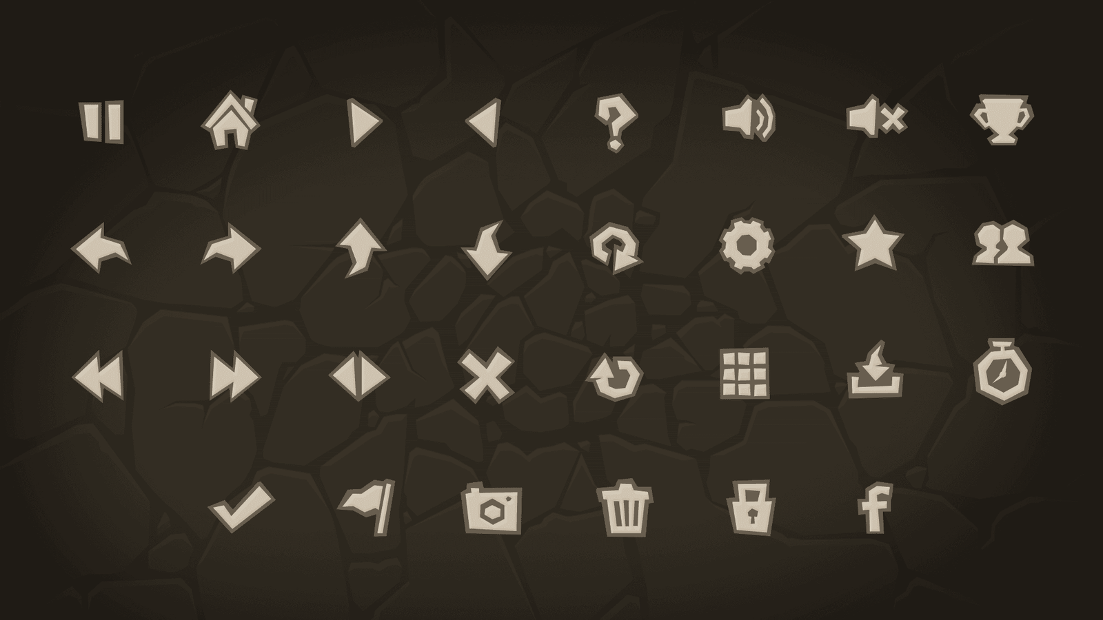 Screenshot of LAYERLAB Shop 2D Picto Pack icons, featuring various colorful and simplified pictogram designs on a digital screen.