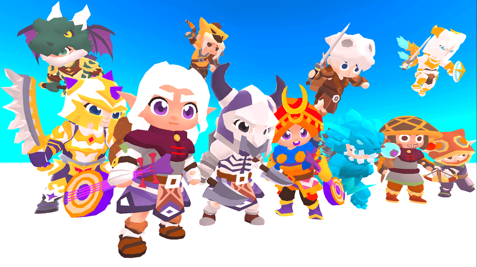 Screenshot of LAYERLAB Shop's 3D Hero Core Vol.3 characters, showcasing detailed 3D character models in various poses.