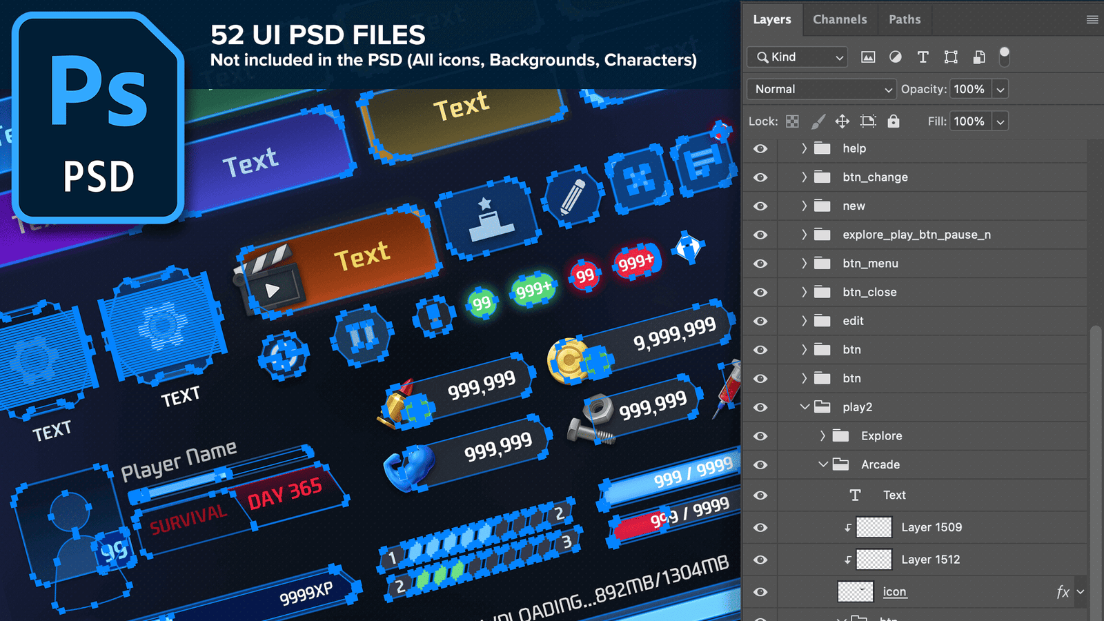 GUI Pro Survival Clean interface by LAYERLAB Shop, featuring a detailed digital design with layered elements and interface components.