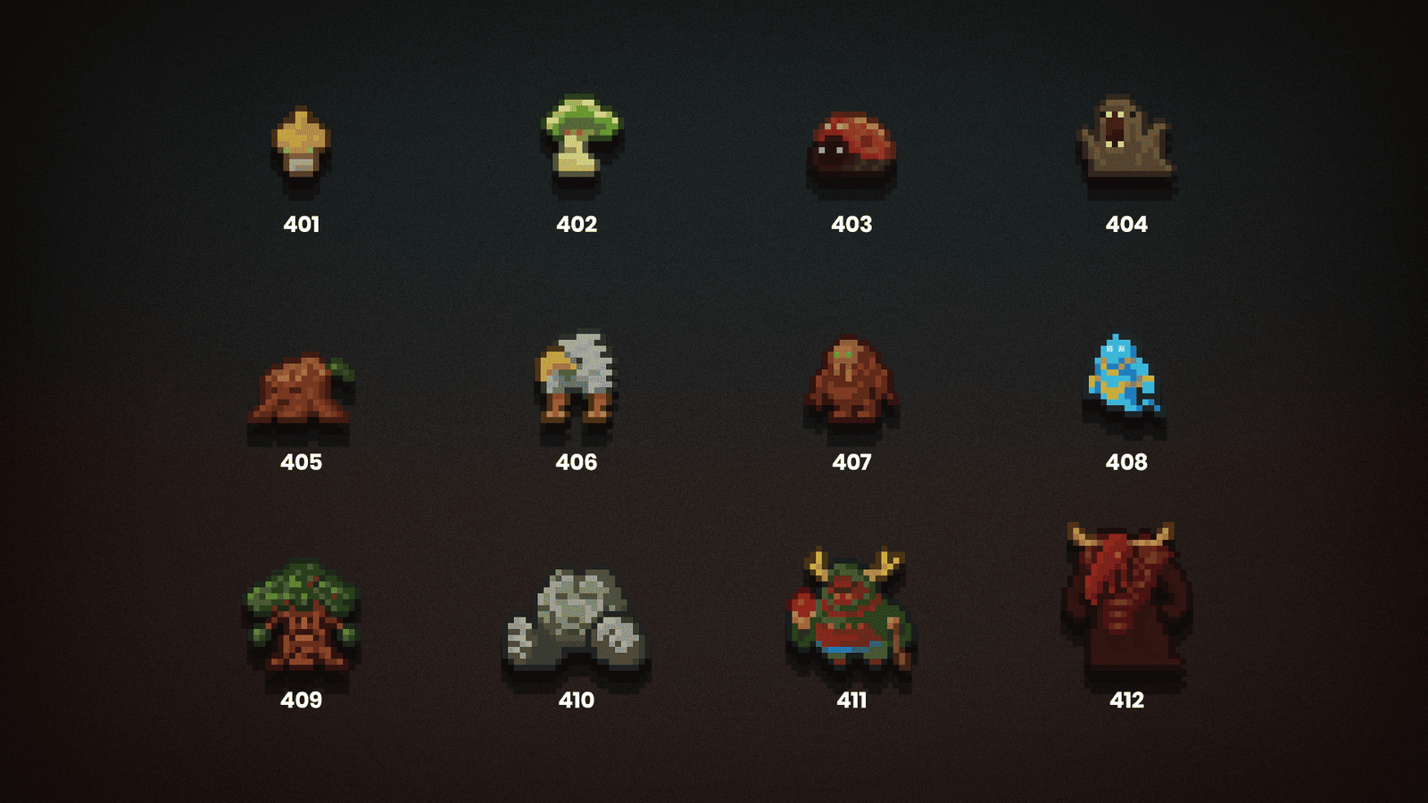 2D pixel RPG monsters icon featuring colorful character designs for game characters and sprite artwork by LAYERLAB Shop.