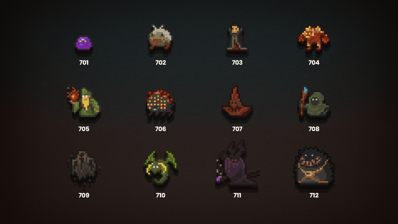 2D pixel art RPG monsters icon featuring colorful character designs for game characters by LAYERLAB Shop.