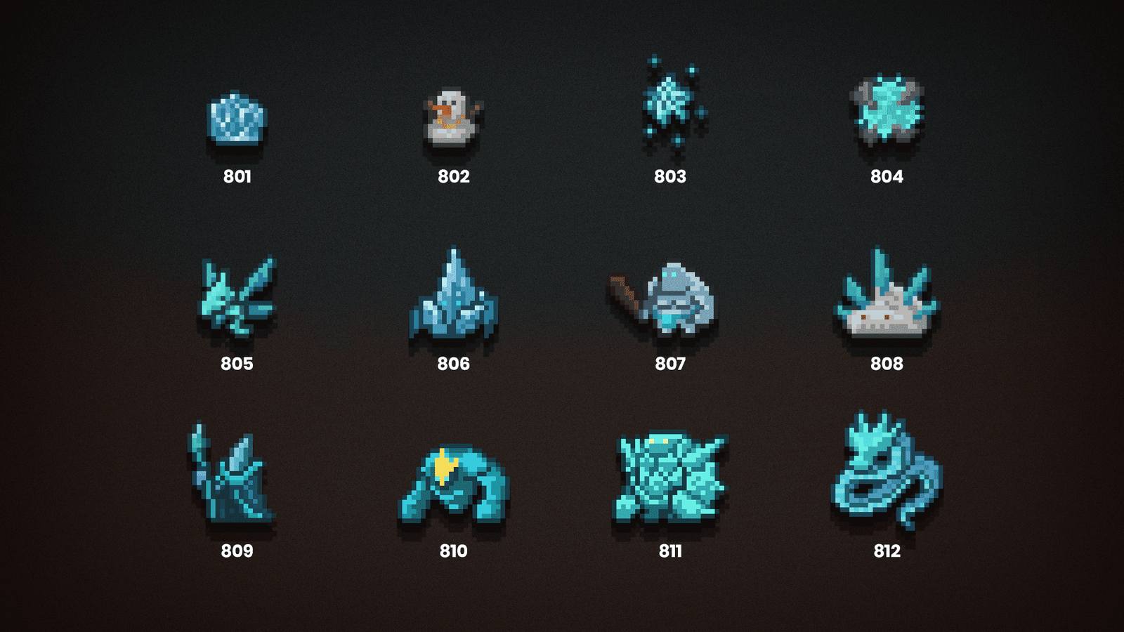 2D pixel RPG monsters icon featuring colorful character designs for game development, by LAYERLAB Shop.