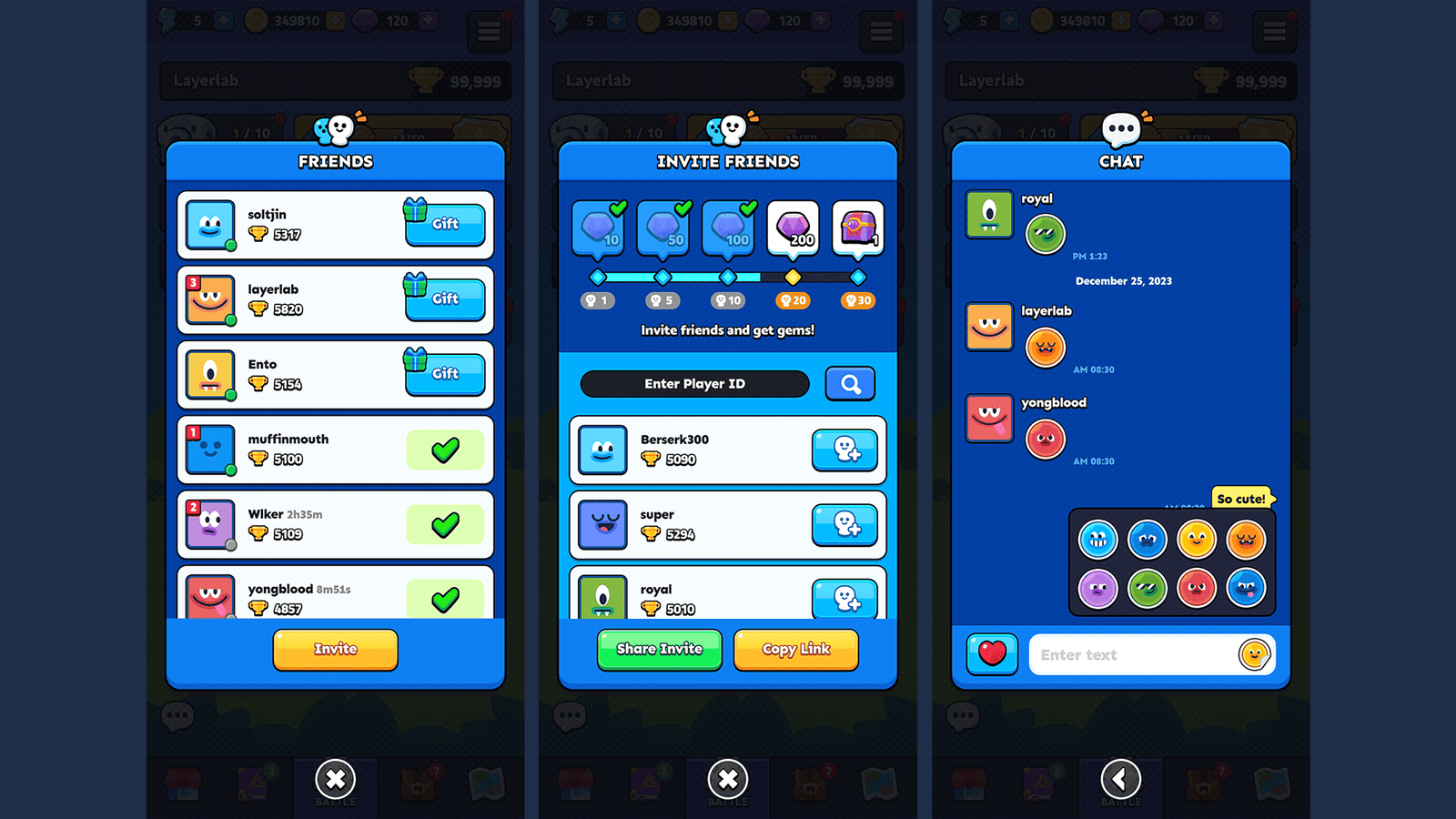 LayerLab Shop GUI Pro Super Casual interface with modern UI elements and colorful design, suitable for creative projects.