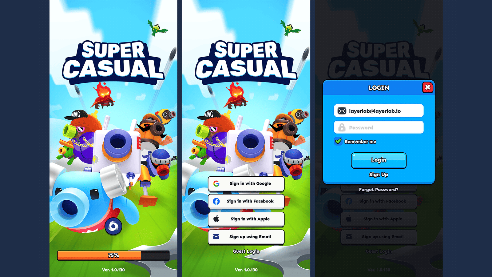 LAYERLAB Shop GUI Pro Super Casual interface design with modern UI elements and vibrant colors for digital projects.