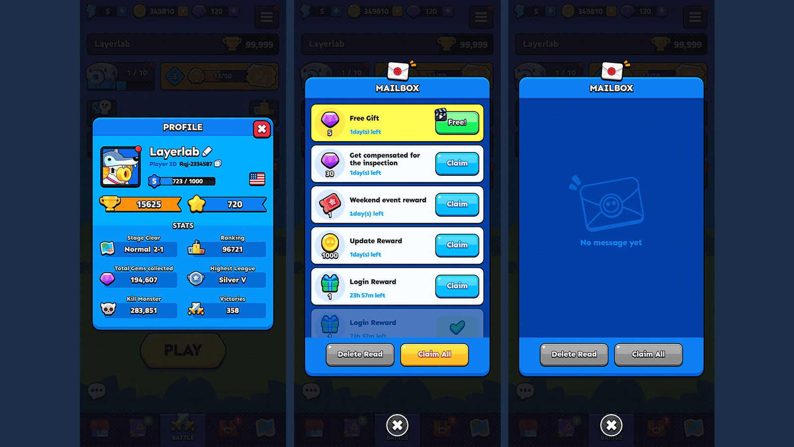 LAYERLAB Shop GUI Pro Super Casual interface design featuring modern UI elements and a clean, user-friendly layout.
