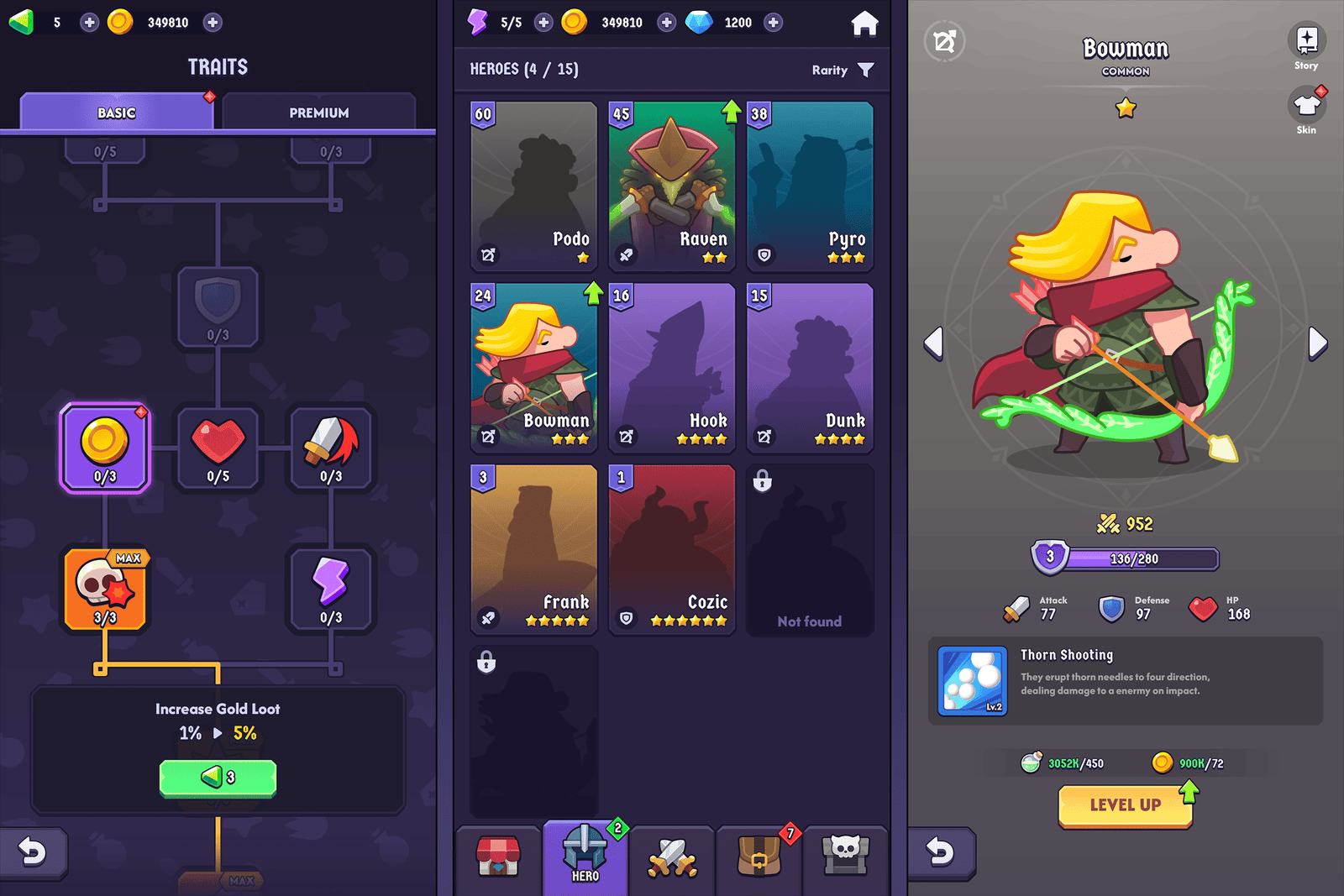 Fantasy hero interface design by LAYERLAB Shop, GUI Pro - Fantasy Hero with vibrant fantasy-themed icons and detailed UI elements.
