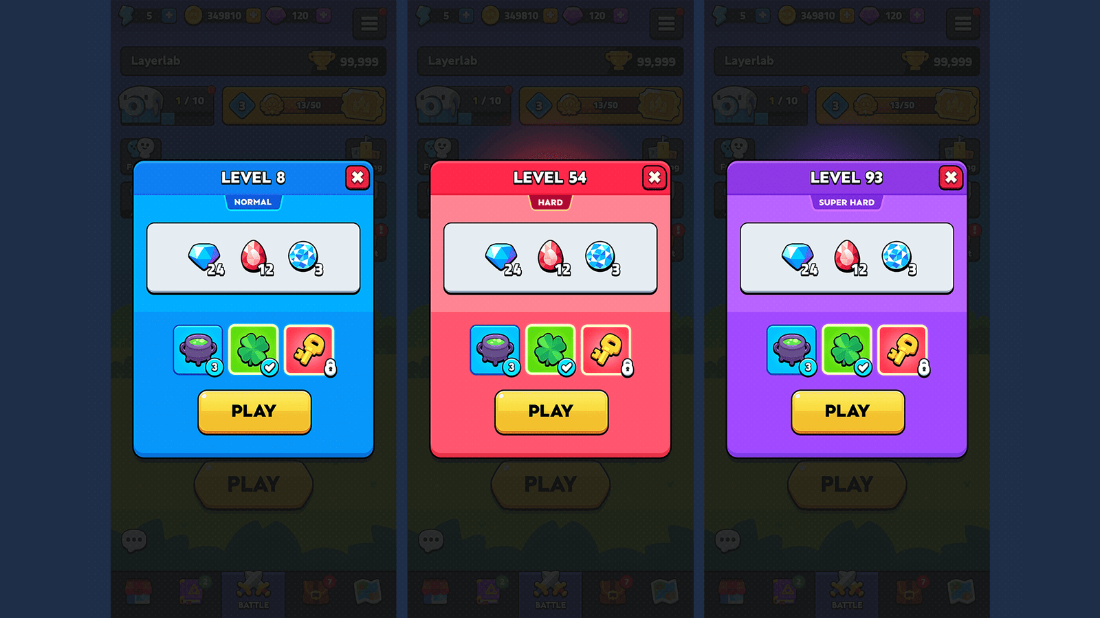 LayerLab Shop GUI Pro Super Casual interface with modern UI elements and clean design, shown in a screenshot.