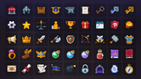 Fantasy RPG interface icons from LAYERLAB Shop's GUI Pro set, featuring colorful game-related symbols and graphics.