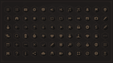 Dark Geo interface icons for GUI by LAYERLAB Shop, featuring geometric shapes and dark-themed design elements.