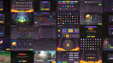 Fantasy RPG mobile game full UI preview including inventory, character, mission, battle pass, ranking, and main menu screens for Unity and Unreal development, Layerlab, store.layerlab