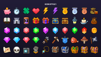 LayerLab Shop 2D icons total pack, colorful digital icons set featuring various modern graphic symbols for creative projects.