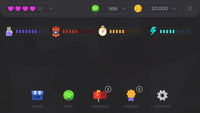 생동감 있는 네온 디자인 요소를 강조한 플레이 모드의 레이어랩 GUI Neon 인터페이스 화면