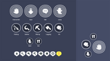Action button icons for life simulation game including interaction, fishing, mining, gathering, and eating, Layerlab, store.layerlab