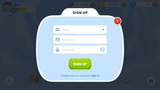 BlueSky interface sign-up screen by LAYERLAB Shop, featuring user registration form and blue-themed design elements.