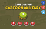 Cartoon military-themed interface design by LAYERLAB Shop, featuring colorful icons and graphics for gaming or military apps.