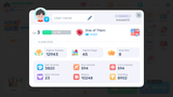 Simple casual GUI interface from LAYERLAB Shop showing a lobby pop-up with user info and profile options.