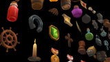 3D RPG icons set by LAYERLAB Shop, featuring detailed fantasy-themed symbols for role-playing game designs.