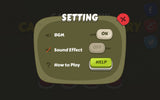 LayerLab Shop cartoon military interface settings screen with colorful icons and military-themed design elements.