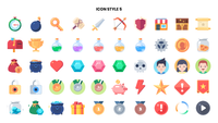 LayerLab Shop 2D icons total pack featuring various colorful, modern digital icons on a white background.