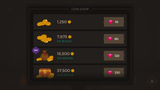 Dark Geo GUI interface screen by LAYERLAB Shop featuring a coin icon on a dark geometric background.