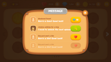 Layerlab Shop GUI wooden interface screen showing message with sleek design and natural wood texture background.