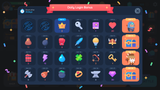 LayerLab Shop GUI Pro simple casual interface screenshot showing daily bonus 28-day reward screen with colorful icons and user progress elements.
