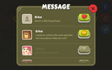 Cartoon military-themed interface design by LAYERLAB Shop featuring message icons and military graphics in a colorful style.