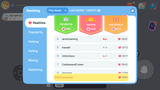 Interface screenshot showing a ranking page from GUI - Life Game interface by LAYERLAB Shop, with list of user rankings and profile icons.
